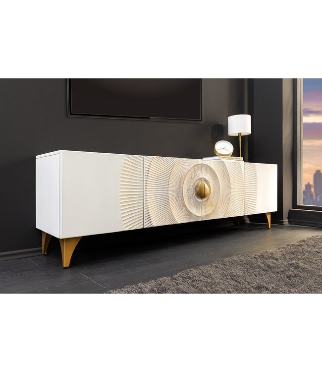 Invicta Interior TV-bord GOLDEN SUNSET 180cm 3D mangohout wit - 48411