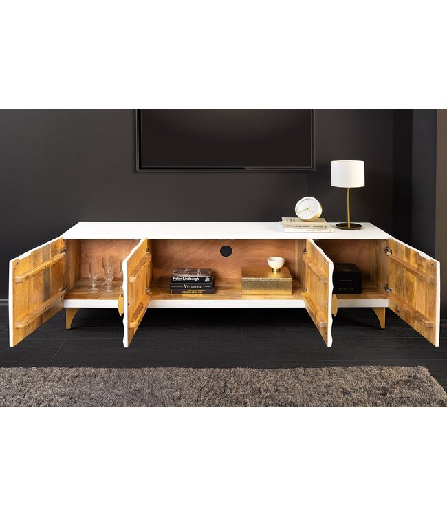 Invicta Interior TV-bord GOLDEN SUNSET 180cm 3D mangohout wit - 48411