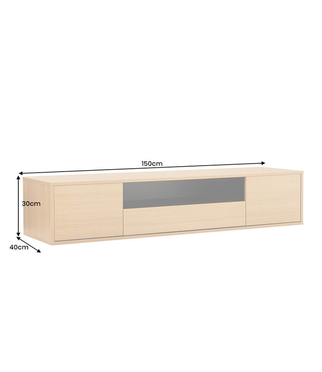 Invicta Interior TV-bord LOFT 150 cm hangend naturel zwart - 47814