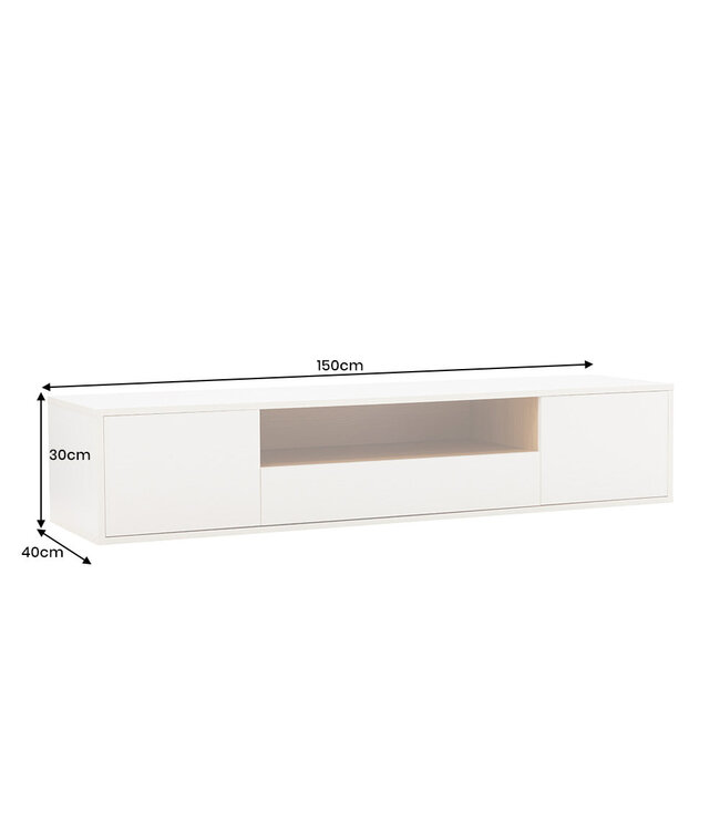 Invicta Interior TV-bord LOFT 150 cm hangend wit naturel - 47813