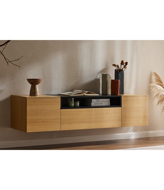 Invicta Interior TV-bord LOFT 160 cm hangend naturel zwart - 47808