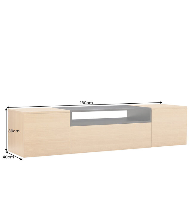 Invicta Interior TV-bord LOFT 160 cm hangend naturel zwart - 47808
