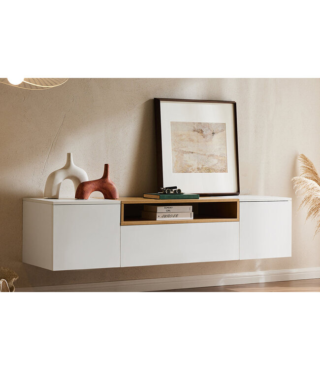 Invicta Interior TV-bord LOFT 160 cm hangend wit naturel - 47807