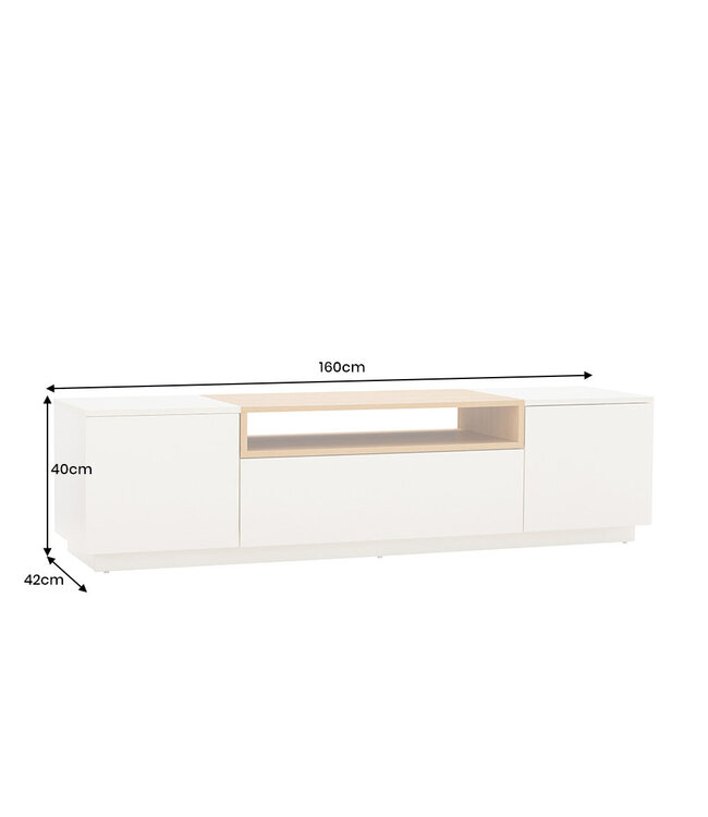 Invicta Interior TV-bord LOFT 160cm wit naturel - 47810