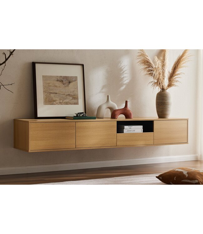 Invicta Interior TV-bord LOFT 200 cm hangend naturel zwart - 47816