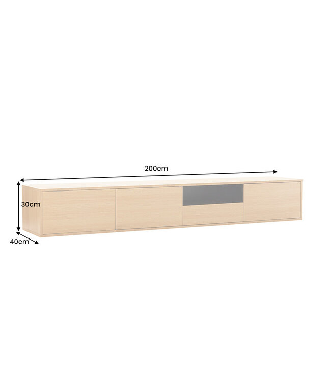 Invicta Interior TV-bord LOFT 200 cm hangend naturel zwart - 47816