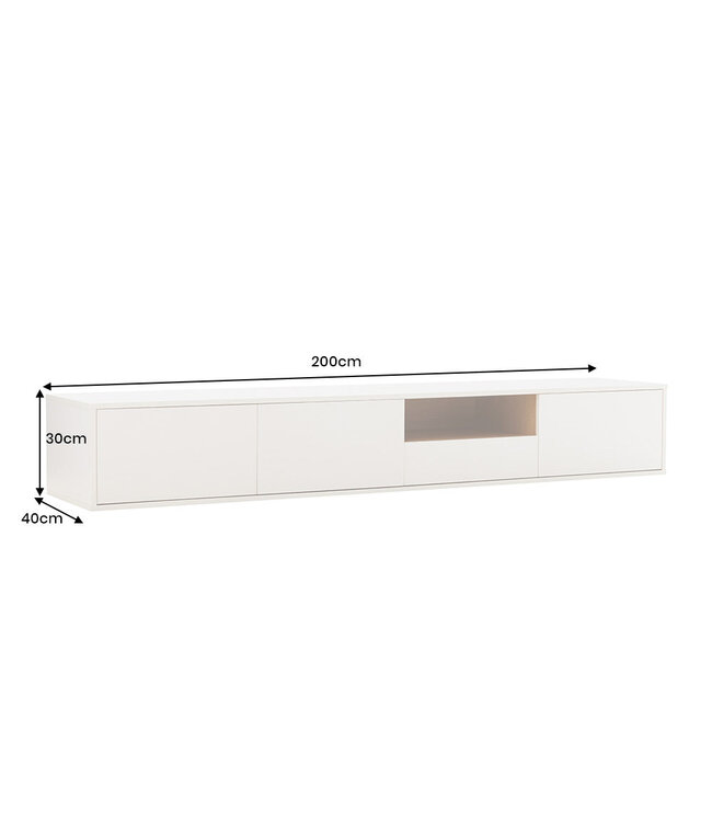 Invicta Interior TV-bord LOFT 200cm hangend wit naturel - 47815