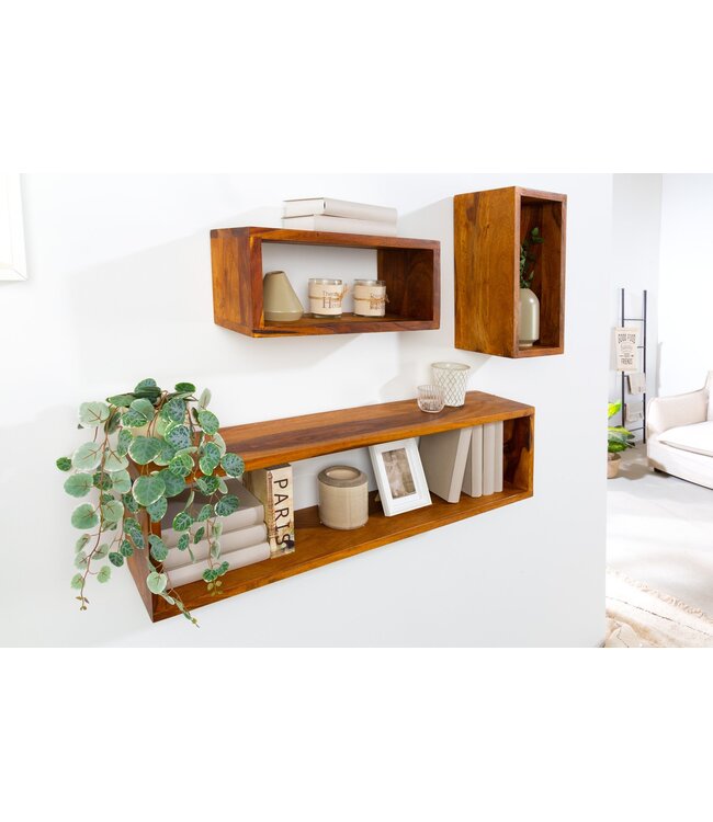 Invicta Interior Wandplank HEMINGWAY 43-94cm set van 3 sheesham naturel - 41929