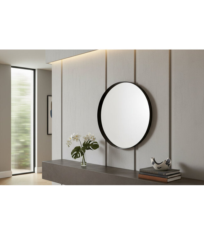 Invicta Interior Wandspiegel PORTRAIT 60 cm rond aluminium zwart - 48240