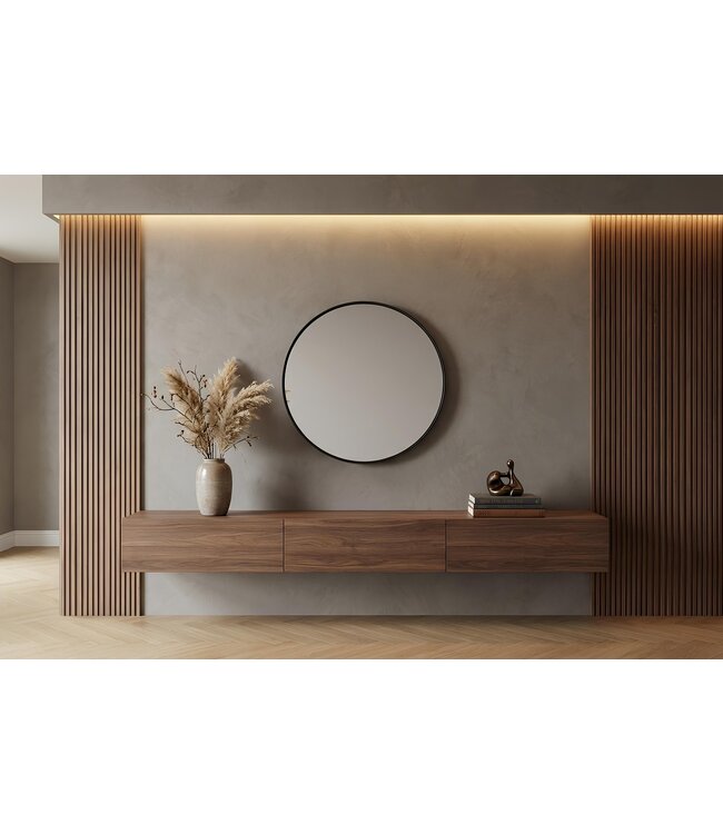 Invicta Interior Wandspiegel PORTRAIT 75 cm rond aluminium zwart - 48238