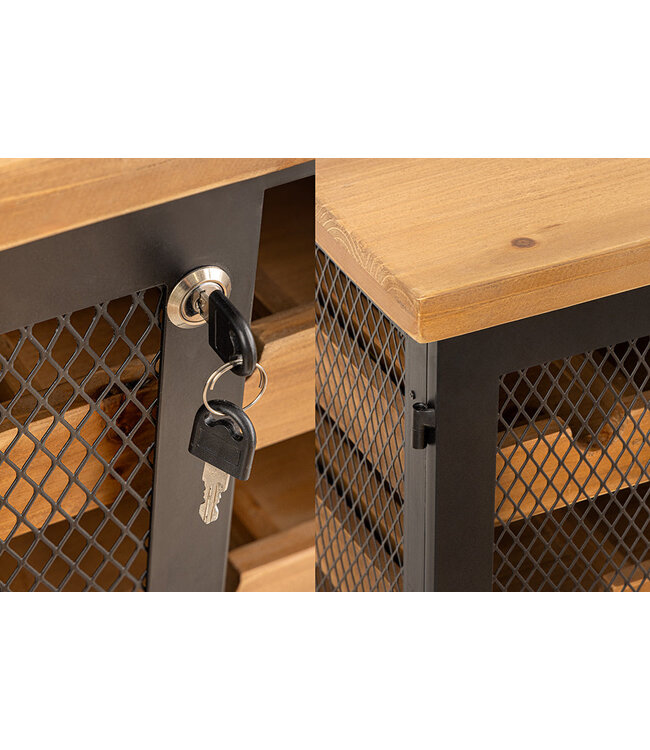 Invicta Interior Wijnkast BODEGA 130 cm voor 55 flessen, naturel vurenhout met zwart metalen frame - 44750