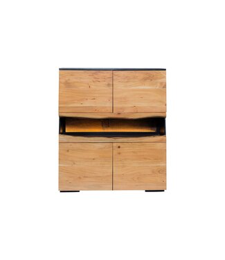 Invicta Interior Highboard GRAND ACACIA 120 cm, acaciahout met natuurlijke rand en LED-verlichting - 44096