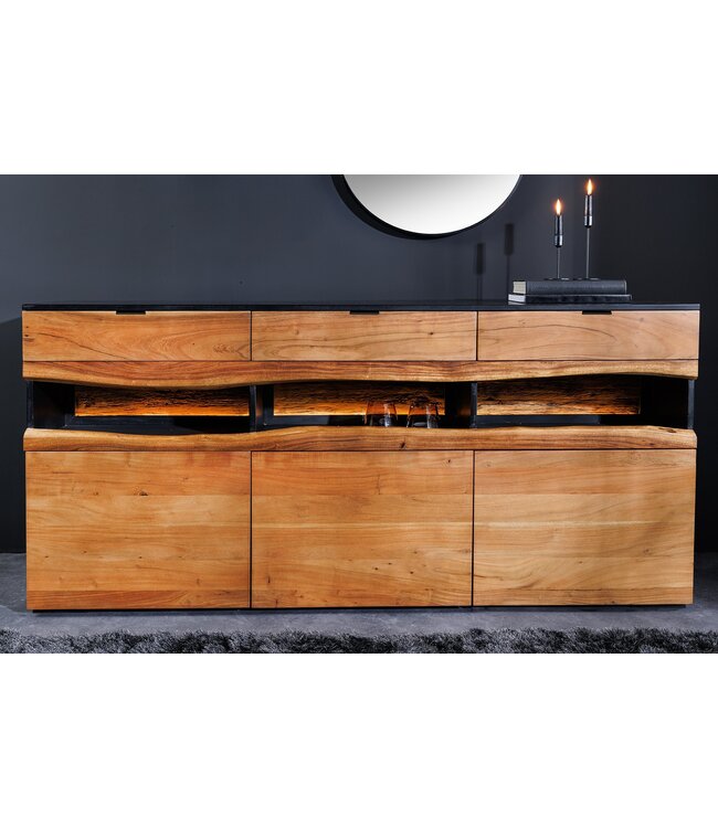 Invicta Interior Dressoir GRAND ACACIA 180 cm, acaciahout, natuurlijke rand met LED-verlichting - 44095
