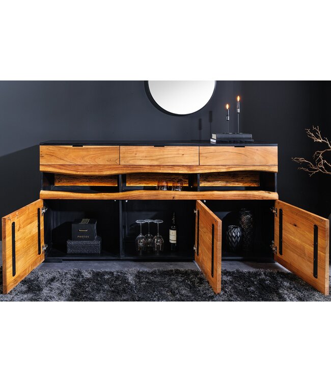 Invicta Interior Dressoir GRAND ACACIA 180 cm, acaciahout, natuurlijke rand met LED-verlichting - 44095