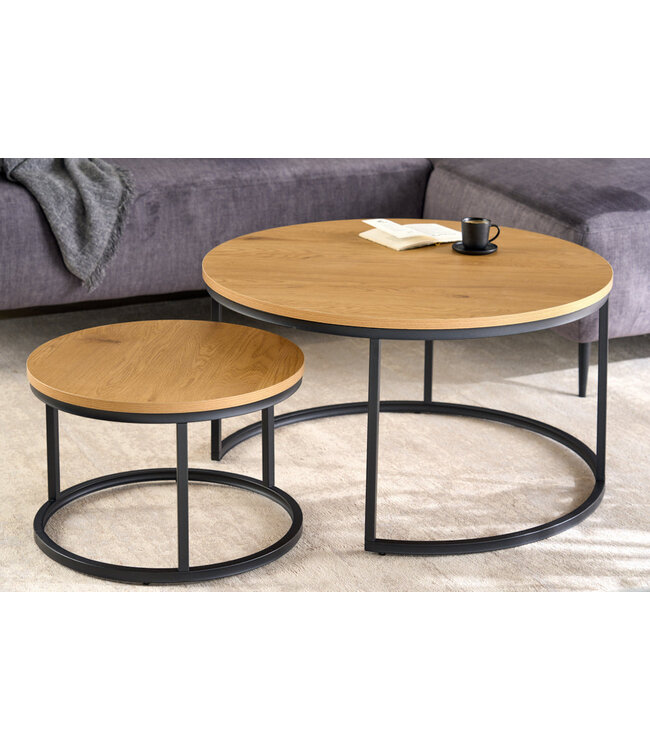 Invicta Interior Salontafel ELEGANCE 80 cm, set van 2, met een look van wild eikenhout - 43642