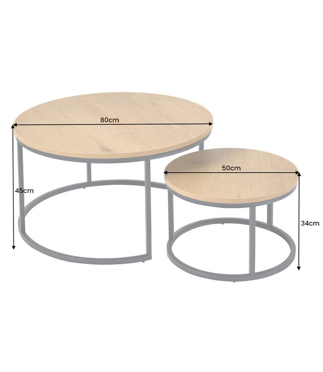 Invicta Interior Salontafel ELEGANCE 80 cm, set van 2, met een look van wild eikenhout - 43642