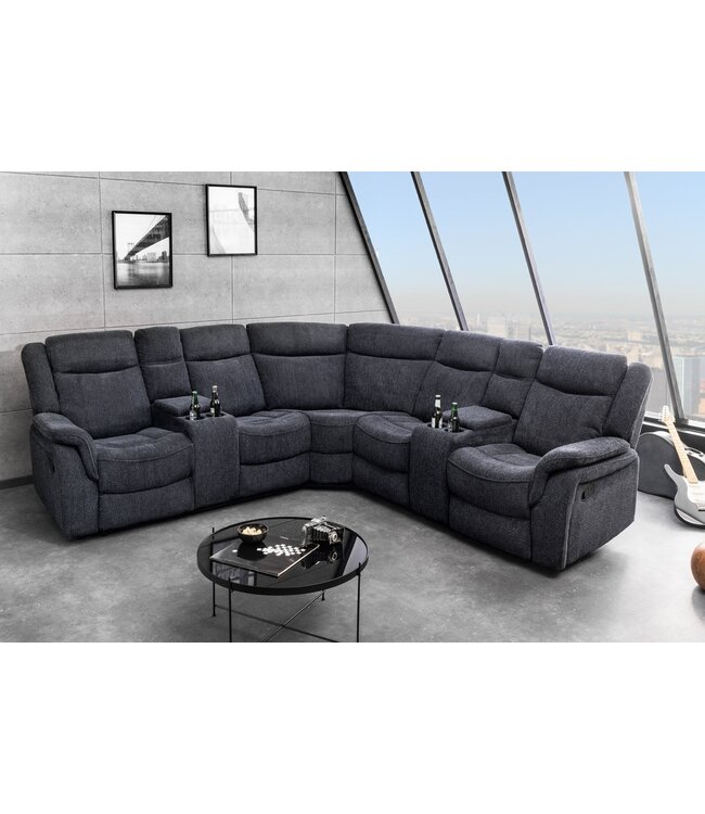 Invicta Interior Cinema fauteuil HOLLYWOOD 5-zits met gestructureerde stof, donkergrijs - 47588