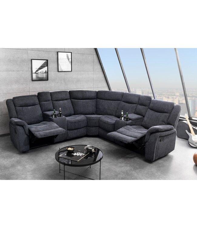 Invicta Interior Cinema fauteuil HOLLYWOOD 5-zits met gestructureerde stof, donkergrijs - 47588