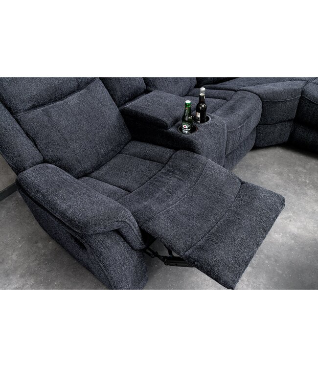 Invicta Interior Cinema fauteuil HOLLYWOOD 5-zits met gestructureerde stof, donkergrijs - 47588