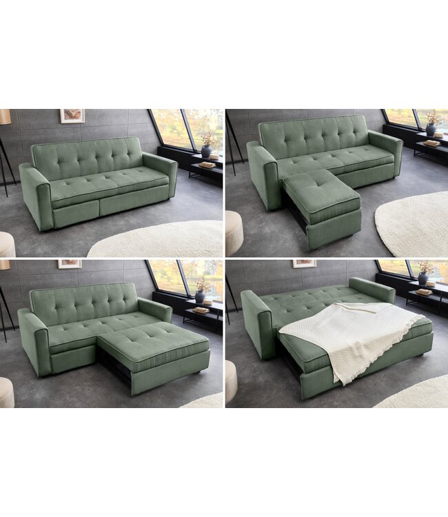 Invicta Interior Slaapbank SMART 180 cm 2-zits, snoergroen - 47593