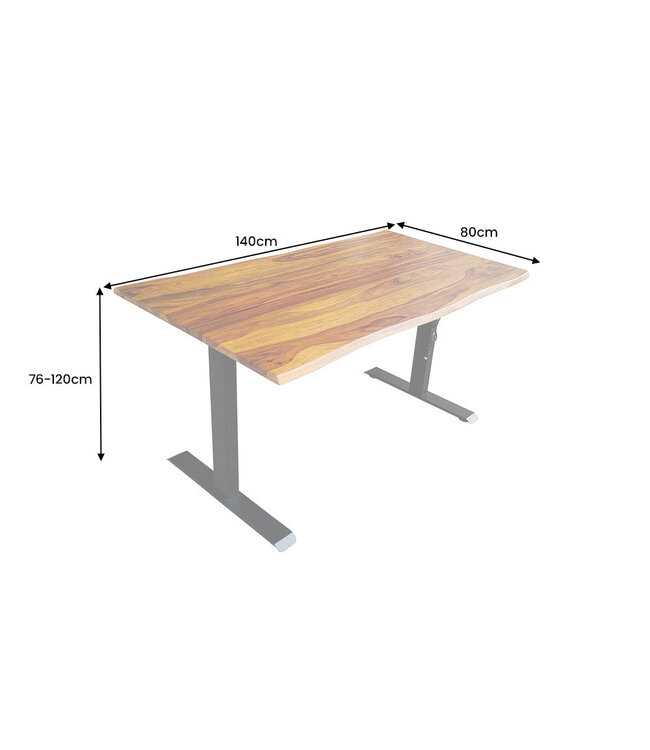 Invicta Interior Bureau MAMMUT 140 cm tafelblad van sheeshamhout zonder poten - 45307