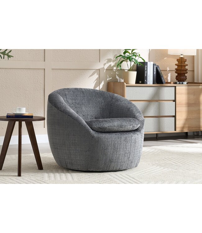 Invicta Interior Fauteuil ALPINE 360° draaibaar, met structuurstof, grijs - 46863
