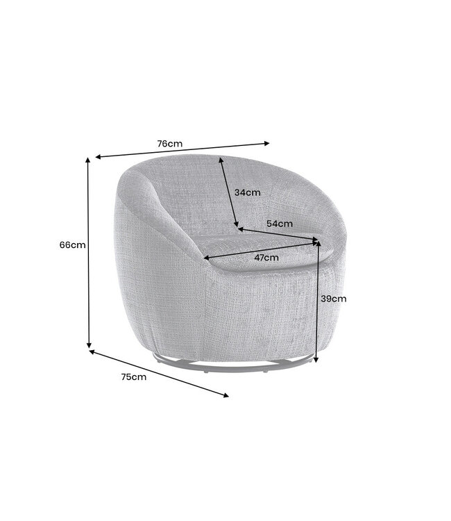 Invicta Interior Fauteuil ALPINE 360° draaibaar, met structuurstof, grijs - 46863