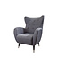 Invicta Interior Fauteuil DON antraciet met zilveren accenten, plat geweven stof. - 45964