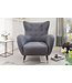 Invicta Interior Fauteuil DON antraciet met zilveren accenten, plat geweven stof. - 45964