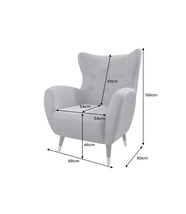 Invicta Interior Fauteuil DON antraciet met zilveren accenten, plat geweven stof. - 45964