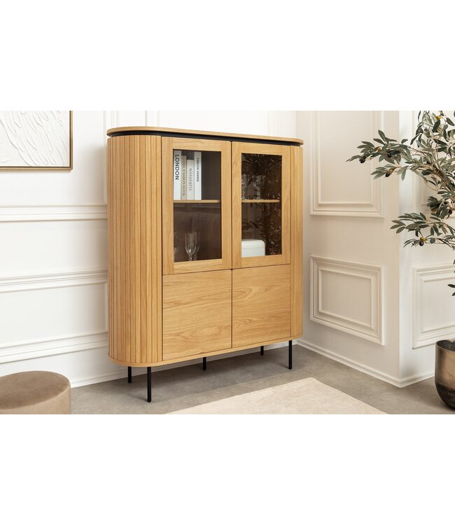 Invicta Interior Highboard ATELIER 140 cm, naturel eikenhoutlook met zwarte poten - 47454