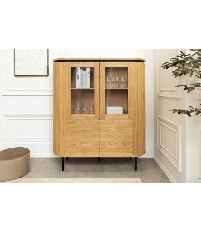 Invicta Interior Highboard ATELIER 140 cm, naturel eikenhoutlook met zwarte poten - 47454