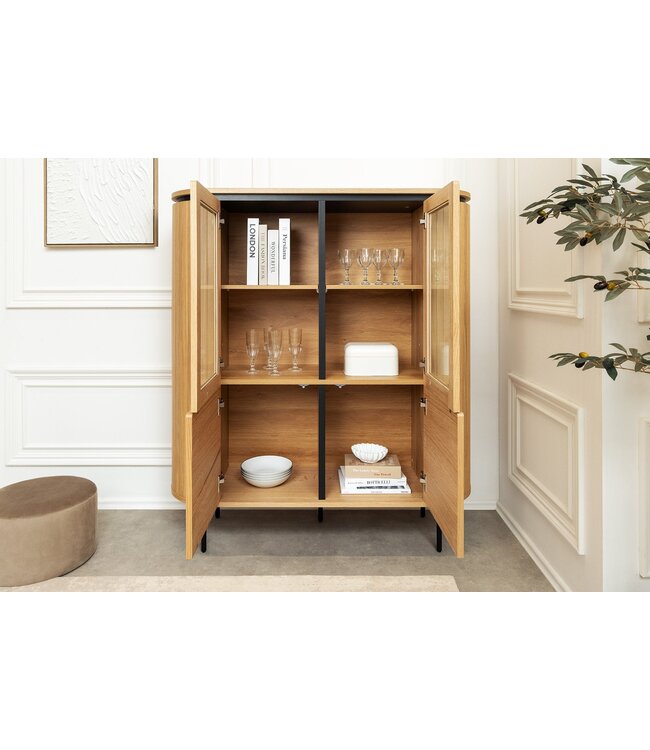 Invicta Interior Highboard ATELIER 140 cm, naturel eikenhoutlook met zwarte poten - 47454