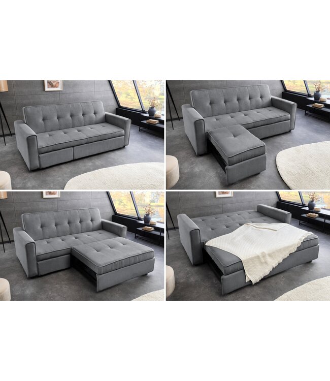 Invicta Interior Slaapbank SMART 180 cm 2-zits, koordgrijs - 47591