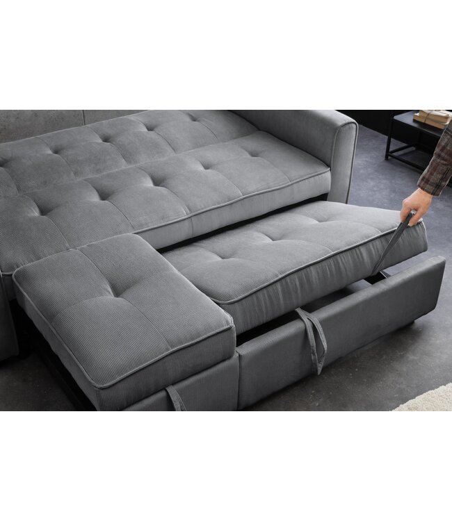 Invicta Interior Slaapbank SMART 180 cm 2-zits, koordgrijs - 47591