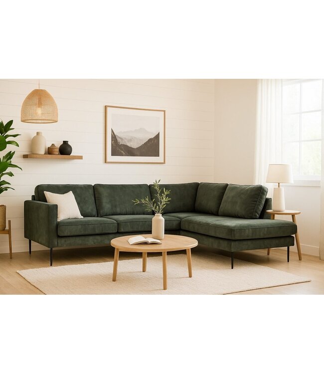 DGB Agenturen Hoekbank Gardolo 2.5 zits Velvet groen- Adore156