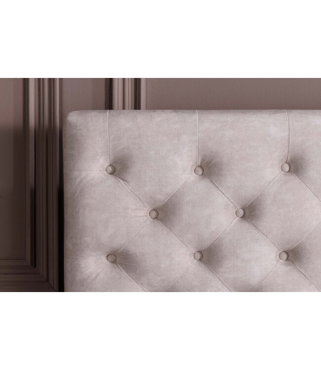 Invicta Interior Bed PARIS 180x200cm CHESTERFIELD-look fluweel champagnebeige met opbergruimte - 48076