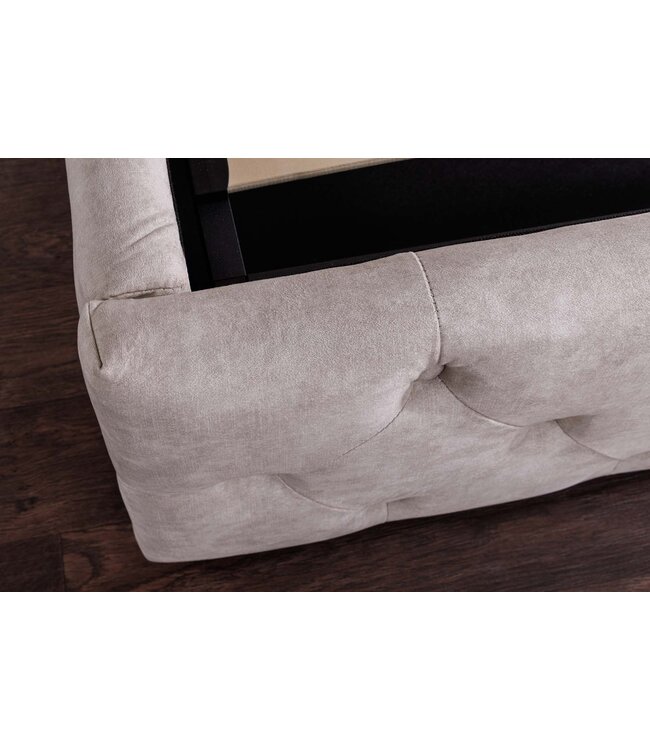 Invicta Interior Bed PARIS 180x200cm CHESTERFIELD-look fluweel champagnebeige met opbergruimte - 48076