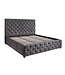 Invicta Interior Bed PARIS 180x200cm Chesterfield-look, fluweelgrijs, met opbergruimte - 45639