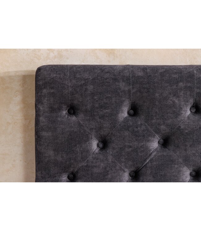 Invicta Interior Bed PARIS 180x200cm Chesterfield-look, fluweelgrijs, met opbergruimte - 45639