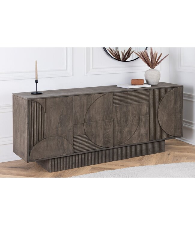 Invicta Interior Dressoir ART DECO 170 cm 3D mangohout grijs - 46801