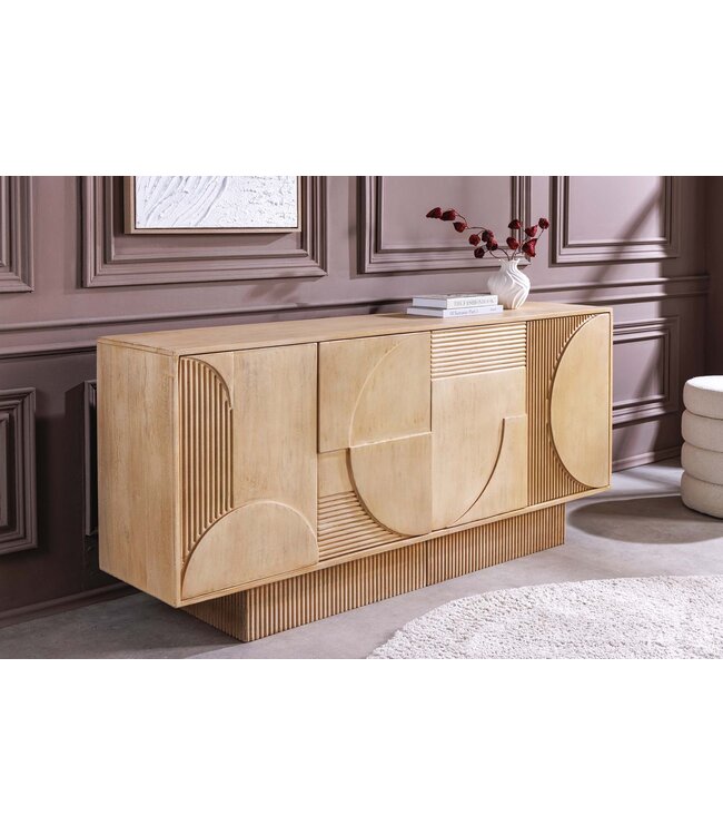 Invicta Interior Dressoir ART DECO 170 cm 3D mangohout naturel wit - 46800