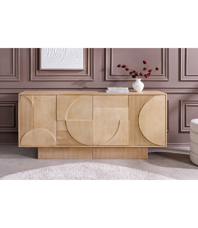 Invicta Interior Dressoir ART DECO 170 cm 3D mangohout naturel wit - 46800