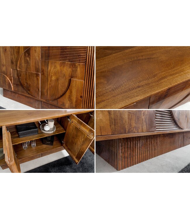 Invicta Interior Dressoir ART DECO 170 cm 3D mangohout bruin - 46802