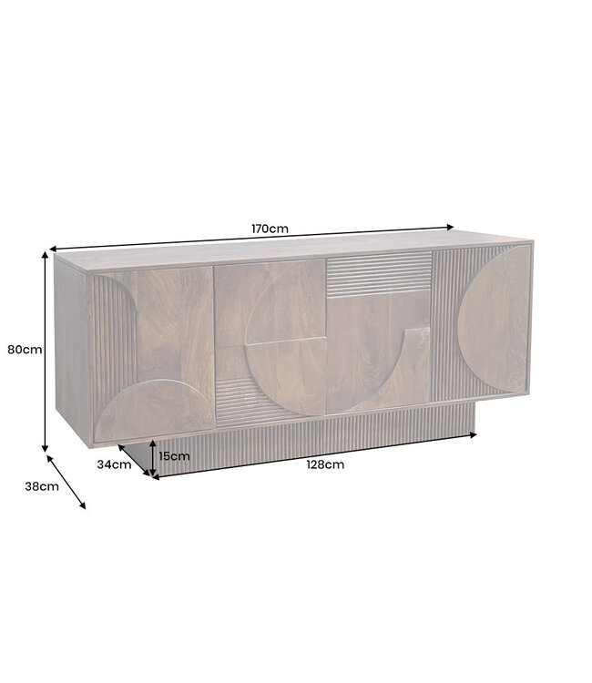 Invicta Interior Dressoir ART DECO 170 cm 3D mangohout bruin - 46802
