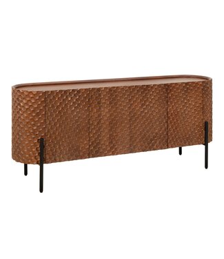 Invicta Interior Dressoir ADLON 180 cm 3D mangohout bruin met zwarte metalen poten - 47148