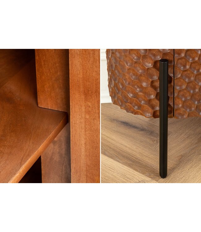 Invicta Interior Dressoir ADLON 180 cm 3D mangohout bruin met zwarte metalen poten - 47148