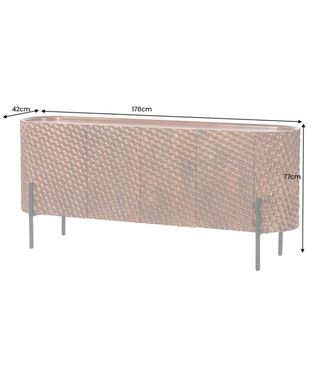 Invicta Interior Dressoir ADLON 180 cm 3D mangohout bruin met zwarte metalen poten - 47148