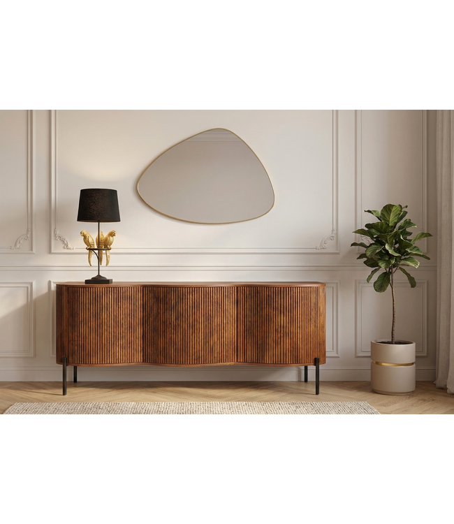 Invicta Interior Dressoir GRANDEUR 180 cm 3D retrostijl mangohout bruin met zwarte metalen poten - 47147