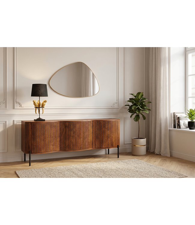 Invicta Interior Dressoir GRANDEUR 180 cm 3D retrostijl mangohout bruin met zwarte metalen poten - 47147